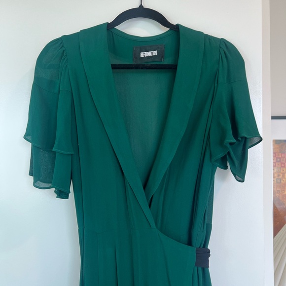 NWT Reformation Layley Wrap Maxi Dress in Emerald Green, Size XL - Picture 7 of 10